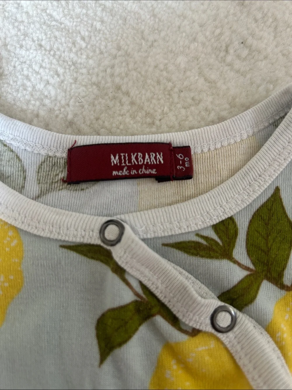Milkbarn Yellow Lemon Print Footie Pajamas